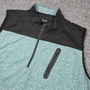 Tgw Vest‎ Mens XL Green Black 1/4 Zip Golf Mock Neck Pullover Pocket Spring